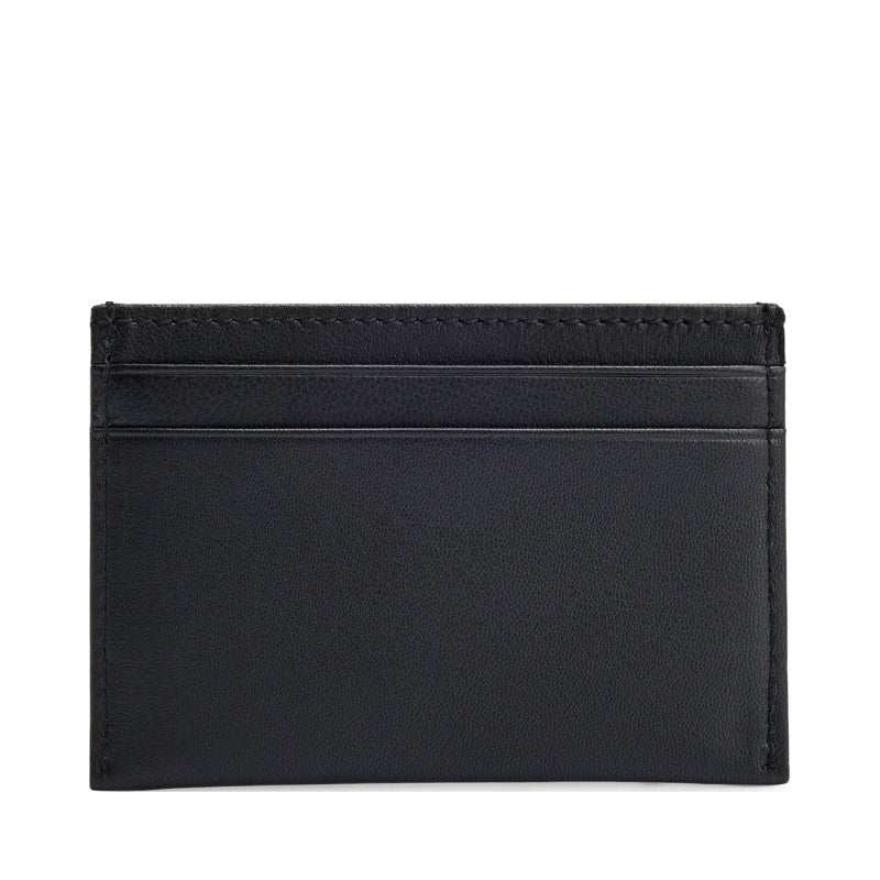 Grained-Leather Card Holder With Embossed Logo